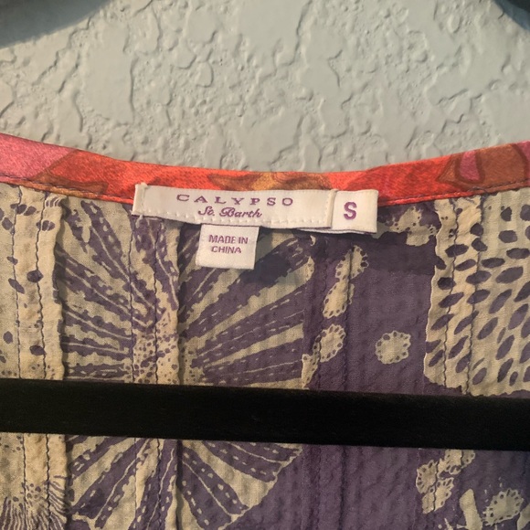 Calypso St. Barth Silk Blouse- Small - Picture 2 of 7